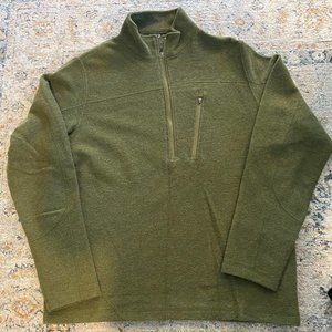 Ibex Men's 1/4 zip mid-weight sweater (M, Green)